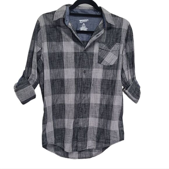 Arizona Jeans Men's Check Long Sleeve Gray Button Down Shirt Size XL New - Picture 1 of 9